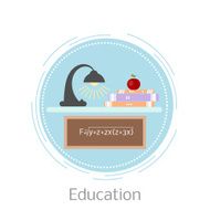 Table lamp and textbooks Flat icons education Vector illustration