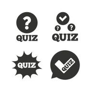 Quiz icons Speech bubble with check mark symbol N2