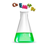 Chemistry Glass flask with a chemical liquid Vector illustration