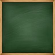 Empty green chalkboard with wooden frame Template