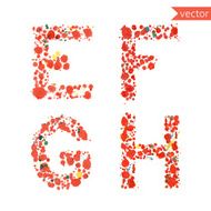 decorative letters E F G H made from colorful drops