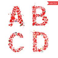 decorative letters A B C D made from colorful drops