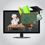 professor giving lecture from the monitor