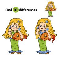 Find differences for children Halloween characters (mermaid) N2