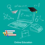 online education flat vector illustration apps banner sketch hand drawn