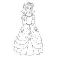 Beautiful princess girl like Snow White coloring book page
