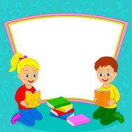 girl and boy read the book frame N2