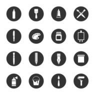 flat thin line minimalistic icons of artist tools
