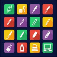 Writing Tools Icons Flat Design