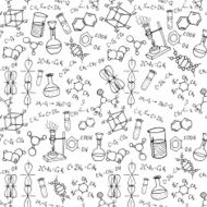 chemistry hand drawn doodles background science vector illustration