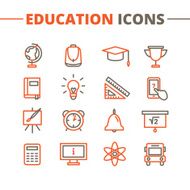 Vector trendy school icons set Minimalistic line style symbols collection