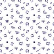 Vector line style seamless pattern Cute back to school background N2