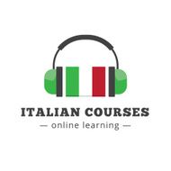 Vector italian courses logo concept with flag and headphones N2