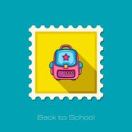 School Backpack flat stamp