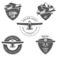 Airplane related emblems labels and design elements