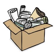 paper trash in cardboard box