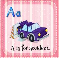 Flashcard alphabet A accident