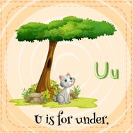 Flashcard letter U is for under