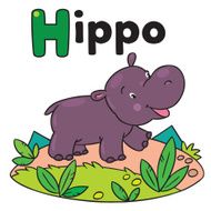 Little funny hippo for ABC Alphabet H N2