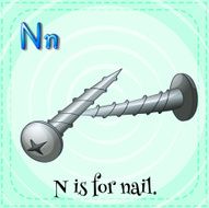 Flashcard letter N nail