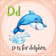 Flashcard letter D dolphin