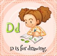 Flashcard letter D drawing N2