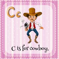 Flashcard letter C cowboy