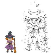 Numbers game for children Halloween characters (witch) N2