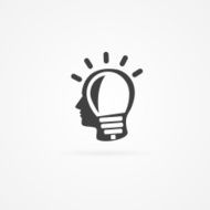Bulb in human head icon