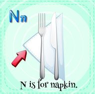 Flashcard alphabet N napkin
