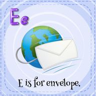 Flashcard letter E envelope