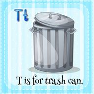 Flashcard letter T trashcan