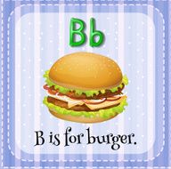 Flashcard letter B burger