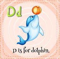 Flashcard letter D dalphin