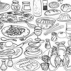 Feast illustration in black and white N5