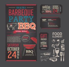 Barbecue party BBQ template menu design set N2