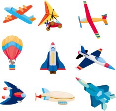 cartoon airplane icons set N4