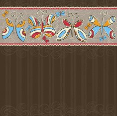 hand draw butterflies on brown striped background