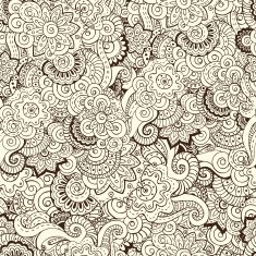 Seamless asian floral retro background pattern in vector N5