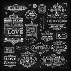 Hand Drawn Chalk Vintage Label Set N8
