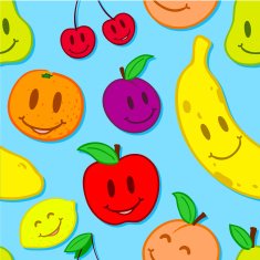 Seamless smiling fruit background