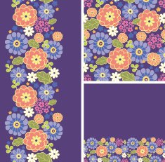 Colorful Bouquet Seamless Pattern Set
