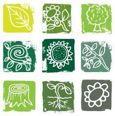 Nature and tree grunge icon block set