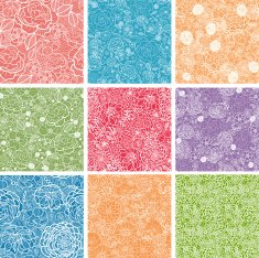 Nine Lace Floral Seamless Patterns Set