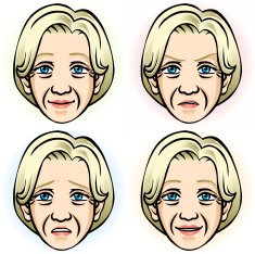Senior woman in Four Facial Expression