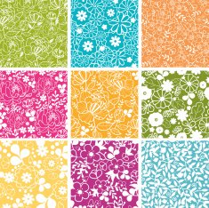 Oriental Kimono Floral Seamless Patterns Set
