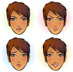 Girl in four facial expression (African Descent)