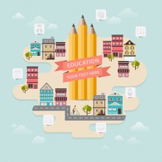 vector concept city of education with icon
