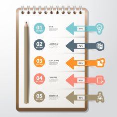 Infographic paper book with bookmark icon education concept