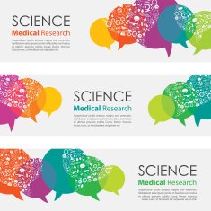 Science Medical Research Banners And Icon Set